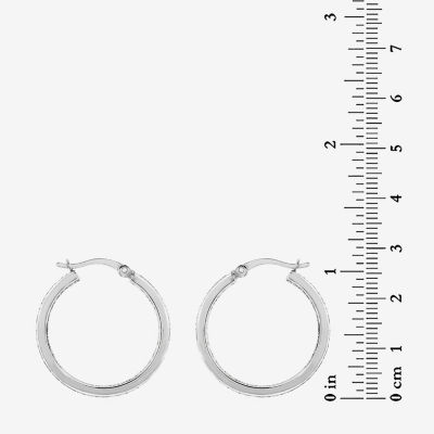 Sterling Silver Rhodium Plated Glitter Hoop Earring Set