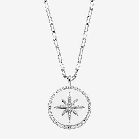 Paris 1901 By Charles Garnier North Star Womens White Cubic Zirconia Sterling Silver Round Star Pendant Necklace, One Size
