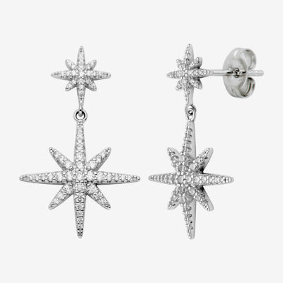 Paris 1901 By Charles Garnier North Star White Cubic Zirconia Sterling Silver Star Drop Earrings