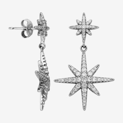 Paris 1901 By Charles Garnier North Star White Cubic Zirconia Sterling Silver Star Drop Earrings