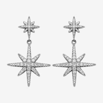 Paris 1901 By Charles Garnier North Star White Cubic Zirconia Sterling Silver Star Drop Earrings