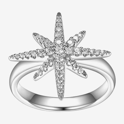 Paris 1901 By Charles Garnier Womens White Cubic Zirconia Sterling Silver Star Cocktail Ring