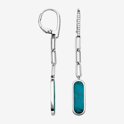 Paris 1901 By Charles Garnier Womens Stabilized Blue Turquoise Sterling Silver Drop Earrings