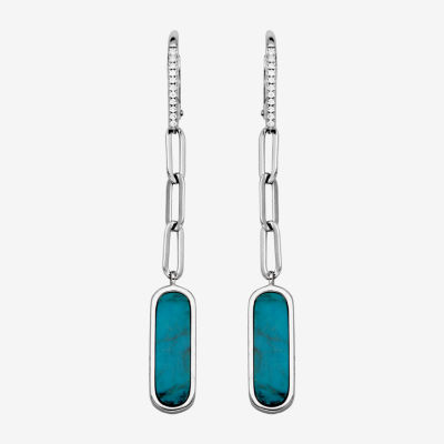 Paris 1901 By Charles Garnier Womens Stabilized Blue Turquoise Sterling Silver Drop Earrings