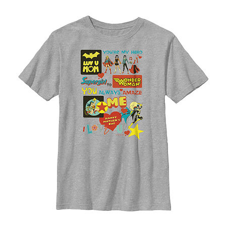 Little & Big Boys Crew Neck Short Sleeve DC Comics Graphic T-Shirt, Medium, Gray