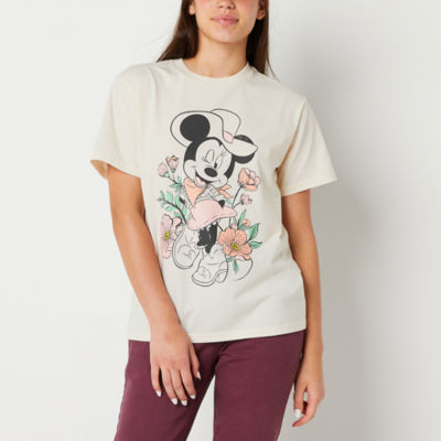 Juniors Cowgirl Minnie Boyfriend Tee Womens Crew Neck Short Sleeve Mickey and Friends Graphic T-Shirt
