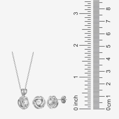 DiamonArt® Cubic Zirconia Love Knot Pendant Necklace & Earring Set