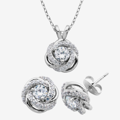 DiamonArt® Cubic Zirconia Love Knot Pendant Necklace & Earring Set