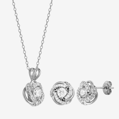 DiamonArt® Cubic Zirconia Love Knot Pendant Necklace & Earring Set