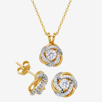 DiamonArt® 1 1/3 CT. T.W. Cubic Zirconia 18K Gold Over Silver 2 Pc Jewelry Set