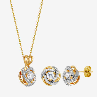 DiamonArt® 1 1/3 CT. T.W. Cubic Zirconia 18K Gold Over Silver 2 Pc Jewelry Set