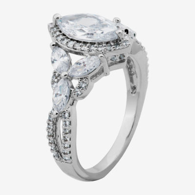 DiamonArt® Womens 2 CT. T.W. White Cubic Zirconia Sterling Silver Engagement Ring