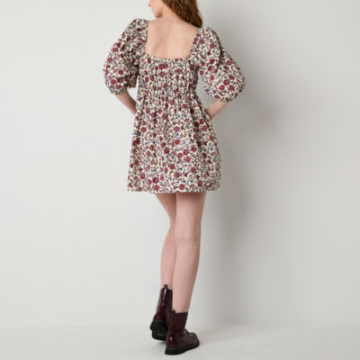 Speechless Juniors 3/4 Sleeve Floral Fit + Flare Dress