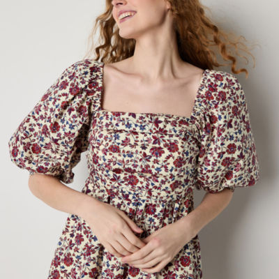Speechless Juniors 3/4 Sleeve Floral Fit + Flare Dress
