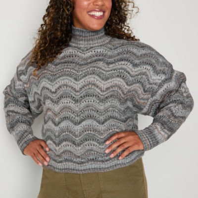 a.n.a Womens Turtleneck Long Sleeve Striped Pullover Sweater