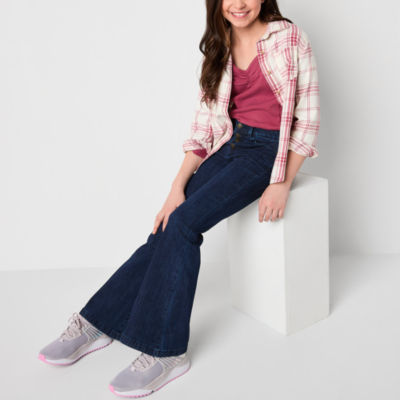 Thereabouts Little & Big Girls Button Fly Flare Leg Jean