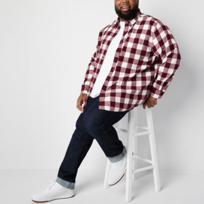 St. John's Bay Mens Long Sleeve Classic Fit Big and Tall Flannel Shirt