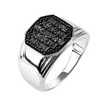 Mens 1/10 CT. T.W. Color-Enhanced Black Diamond Sterling Silver Ring