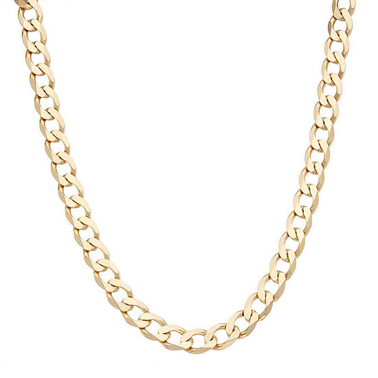 Mens 18K Yellow Gold Over Silver 9.6mm 24" Curb Chain Necklace