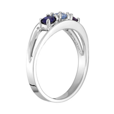 Personalized Sterling Silver Simulated Birthstone Family Ring