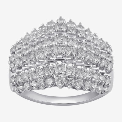 Womens 2 CT. T.W. Natural White Diamond 10K or 14K  White or Yellow Gold Cocktail Ring