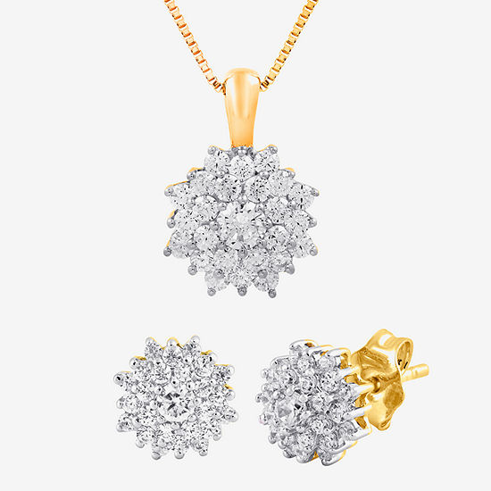 Diamond Blossom 1 CT. T.W. Genuine White Diamond 10K Gold 2-pc. Jewelry Set