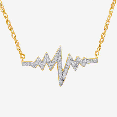 1/7 CT. T.W. Diamond Heartbeat Necklace in 14K Gold Over Silver