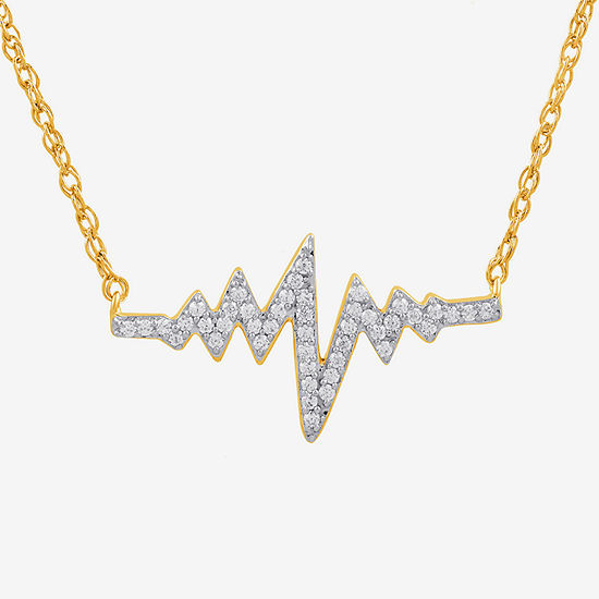 Heartbeat Womens 1/7 CT. T.W. Genuine White Diamond 14K Gold Over Silver Pendant Necklace
