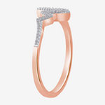 Heartbeat Womens 1/10 CT. T.W. Genuine White Diamond 14K Rose Gold Over Silver Cocktail Ring