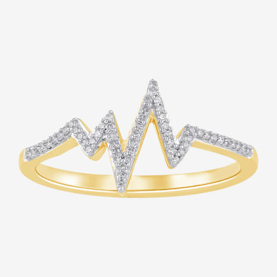 Heartbeat Womens 1/10 CT. T.W. Natural White Diamond Cocktail Ring in 14K Gold Over Silver