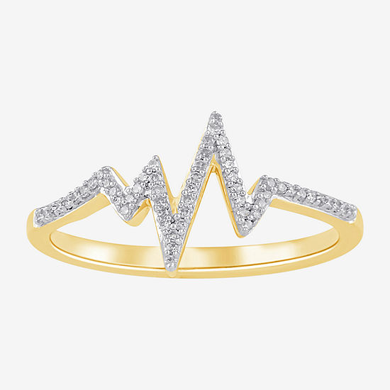 Heartbeat Womens 1/10 CT. T.W. Genuine White Diamond 14K Gold Over Silver Cocktail Ring