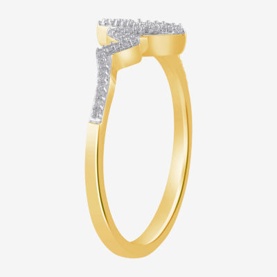 Heartbeat Womens 1/10 CT. T.W. Natural White Diamond Cocktail Ring in 14K Gold Over Silver