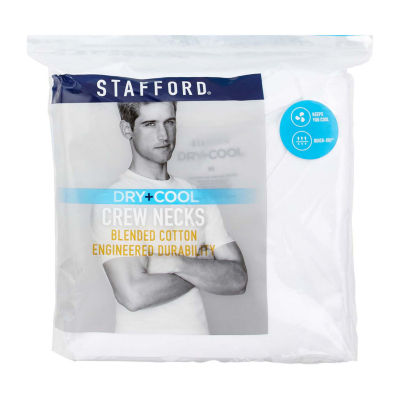 Stafford Dry + Cool Mens 4 Pack Short Sleeve Crew Neck Moisture Wicking T-Shirt Extra Tall