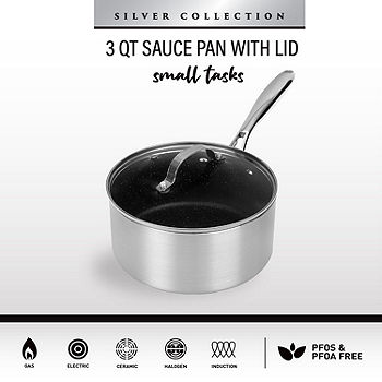 T-Fal 3-qt. Aluminum Non-Stick Sauce Pan, Color: Black - JCPenney