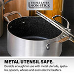 Granite Stone Silver 5-Qt. Nonstick With Tempered Glass Lid Aluminum Dishwasher Safe Non-Stick Stockpot