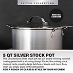 Granite Stone Silver 5-Qt. Nonstick With Tempered Glass Lid Aluminum Dishwasher Safe Non-Stick Stockpot