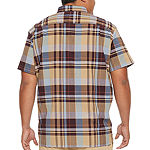 mutual weave Big and Tall Mens Regular Fit Short Sleeve Plaid Button-Down Shirt