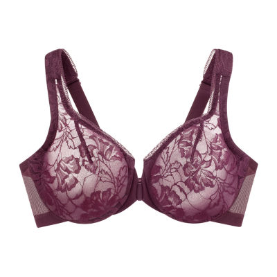 Glamorise Lacey T-Back Front-Closure WonderWire® Underwire Bra-9246