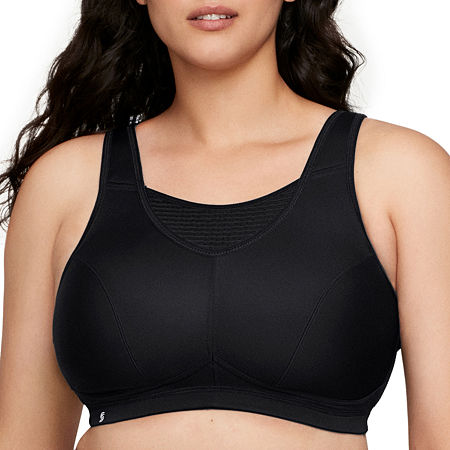 Glamorise Elite Performance Camisole Medium Support Full Coverage Unlined Wireless Sports Bra-1067, C, Black