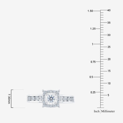 Unisex Adult 3/8 CT. T.W. Natural White Diamond 10K White Gold Halo Side Stone Ring Set