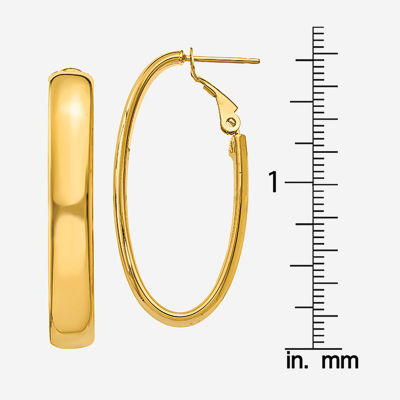 Made in Italy 14K Gold 14mm Oval Hoop Earrings