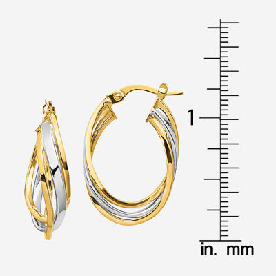 Made in Italy 14K Two Tone Gold 25mm Oval Hoop Earrings