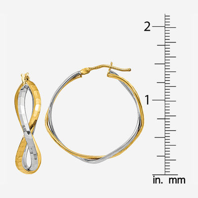 Made in Italy 14K Two Tone Gold 28.7mm Hoop Earrings