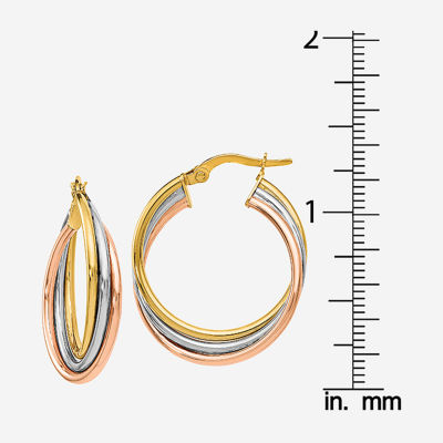 Made in Italy 14K Tri-Color Gold 22mm Hoop Earrings