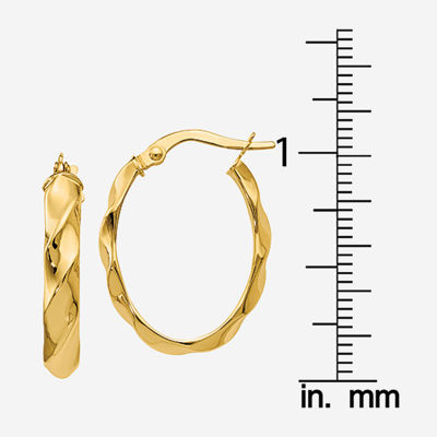 14K Gold 22mm Oval Hoop Earrings