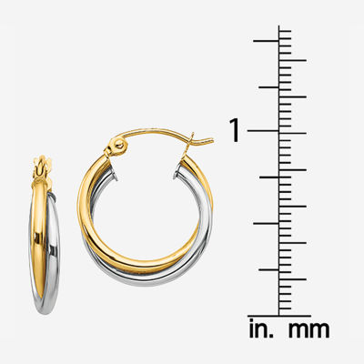 10K Two Tone Gold 19mm Hoop Earrings