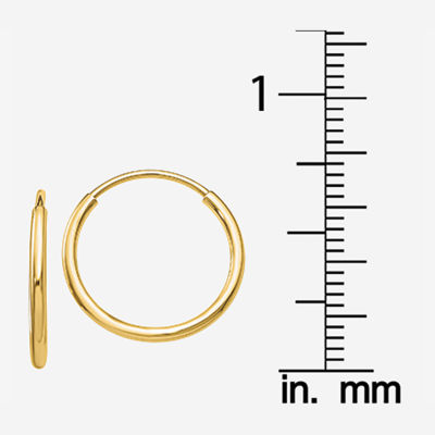 10K Gold 15mm Round Hoop Earrings