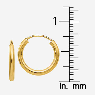 14K Gold 12mm Round Hoop Earrings