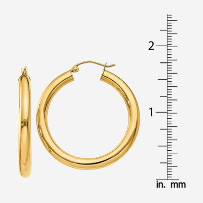 14K Gold 35mm Round Hoop Earrings