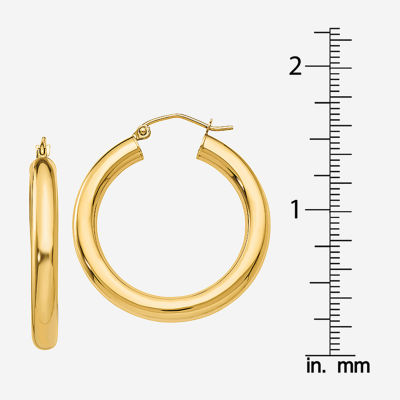 14K Gold 30mm Round Hoop Earrings